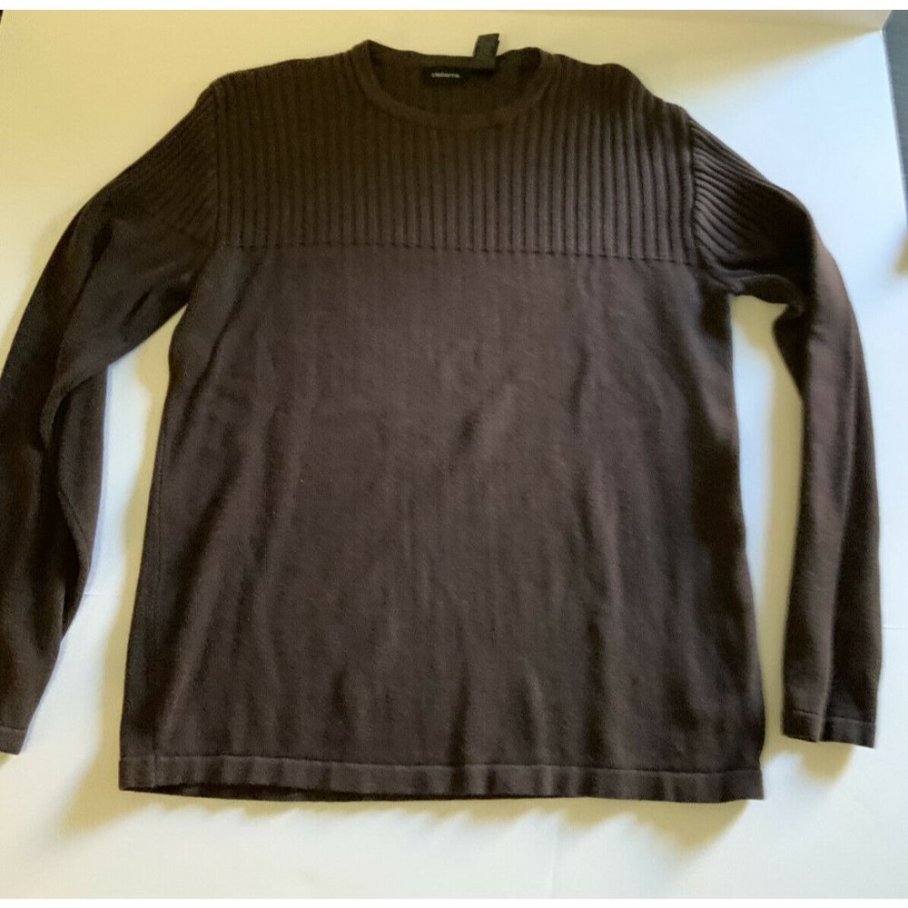 Claiborne Unisex Chocolate Brown Striped RoundNeck